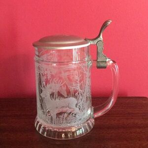 Vintage Lidded Etched Buck Deer Beer Stein Mug Made in West Germany Mug  Pe…